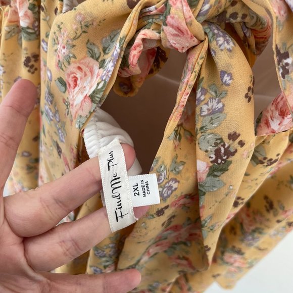 ⭐️ Floral Picnic Summer Tie Bow Adjustable Skater Babydoll Boho Mini Hip Dress - Picture 2 of 8